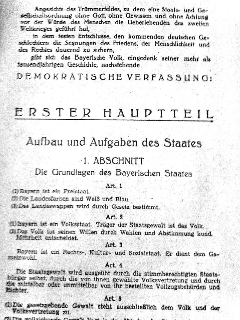 Beitragsbild Verfassung des Freistaates Bayern:  70 Jahre - und immer noch modern