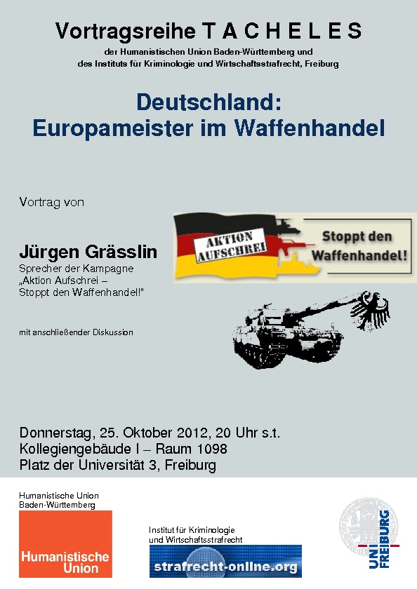 Beitragsbild Jürgen Grässlin: Deutschland  Europameister im Waffenhandeln