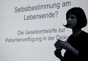 Nina Eschke bei der Veranstaltung am 9.3.2009 in Cottbus / Foto: Lüders