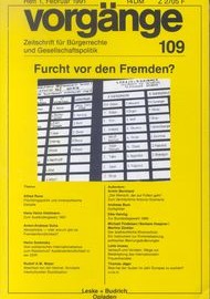 Beitragsbild vorgänge Nr. 109 (Heft 1/1991) Furcht vor den Fremden?