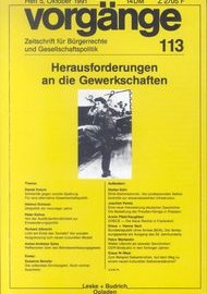 Beitragsbild vorgänge Nr. 113 (Heft 5/1991) Herausforderungen an die Gewerkschaften