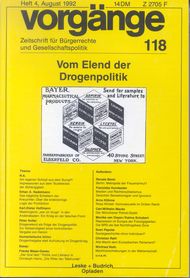 vorgänge Nr. 118 (Heft 4/1992) Vom Elend der Drogenpolitik