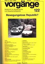 Beitragsbild vorgänge Nr. 122 (Heft 2/1993) Bewegungslose Republik?