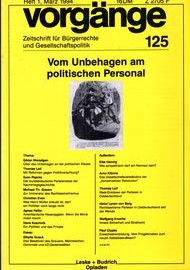 Beitragsbild vorgänge Nr. 125 (Heft 1/1994) Vom Unbehagen am politischen Personal