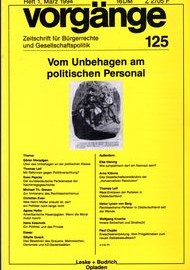 Beitragsbild vorgänge Nr. 125 (Heft 1/1994) Vom Unbehagen am politischen Personal