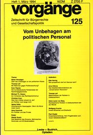 vorgänge Nr. 125 (Heft 1/1994) Vom Unbehagen am politischen Personal