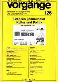 Beitragsbild vorgänge Nr. 126 (Heft 2/1994) Grenzen kommunaler Kultur und Politik