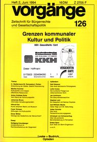 vorgänge Nr. 126 (Heft 2/1994) Grenzen kommunaler Kultur und Politik