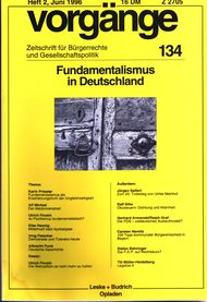 vorgänge Nr. 134 (Heft 2/1996) Fundamentalismus in Deutschland
