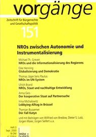 Beitragsbild vorgänge Nr. 151 (Heft 3/2000) NROs zwischen Autonomie und Instrumentalisierung