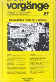 vorgänge Nr. 67 (Heft 1/1984) Sozialabbau nach der 