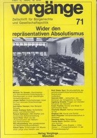 Beitragsbild vorgänge Nr. 76 (Heft 5/1984) Wider den repräsentativen Absolutismus