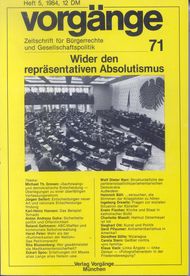vorgänge Nr. 76 (Heft 5/1984) Wider den repräsentativen Absolutismus