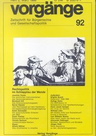Beitragsbild vorgänge Nr. 92 (Heft 2/1988) Rechtspolitik im Schlepptau der Wende
