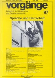 Beitragsbild vorgänge Nr. 97 (Heft 1/1989) Sprache und Herschaft
