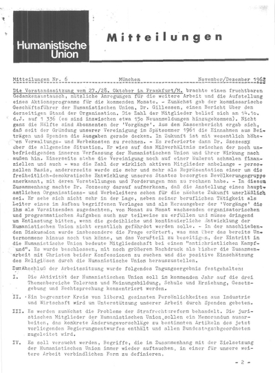 Beitragsbild Mitteilungen Nr. 6 (Heft 6/1962)