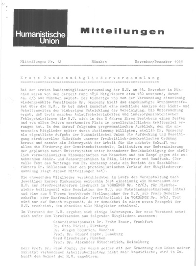 Beitragsbild Mitteilungen Nr. 12 (Heft 6/1963)