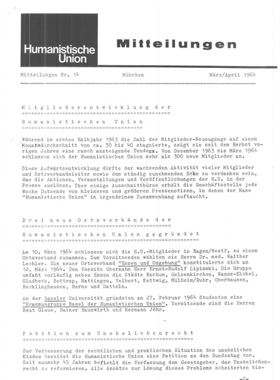 Beitragsbild Mitteilungen Nr. 14 (Heft 2/1964)