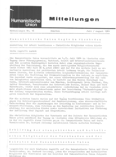 Beitragsbild Mitteilungen Nr. 16 (Heft 4/1964)