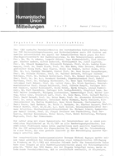 Beitragsbild Mitteilungen Nr. 19 (Heft 1/1965)