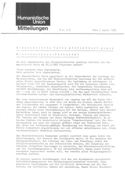 Beitragsbild Mitteilungen Nr. 20 (Heft 2/1965)