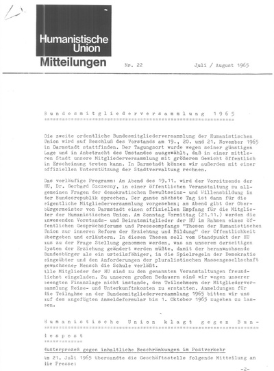 Beitragsbild Mitteilungen Nr. 22 (Heft 4/1965)