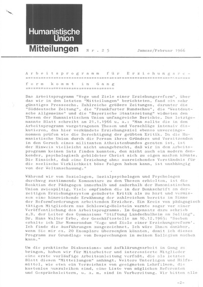 Beitragsbild Mitteilungen Nr. 25 (Heft 1/1966)