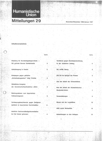 Beitragsbild Mitteilungen Nr. 29 (Heft 5/1966)