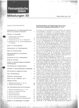 Beitragsbild Mitteilungen Nr. 30 (Heft 1/1967)