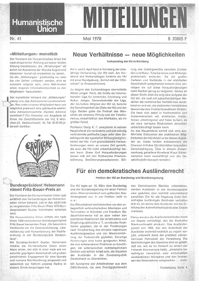 Beitragsbild Mitteilungen Nr. 41 (Heft 1/1970)