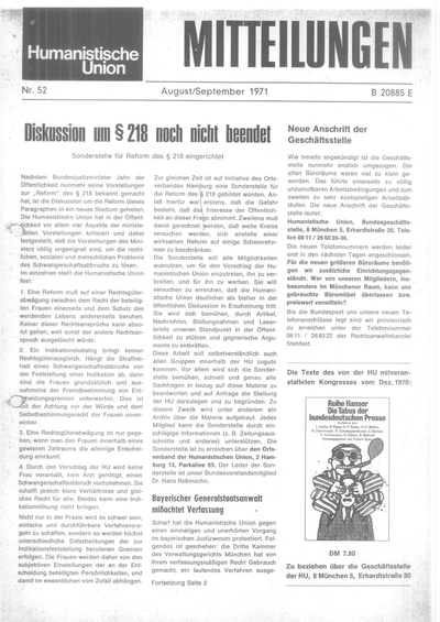 Beitragsbild Mitteilungen Nr. 52 (Heft 6/1971)