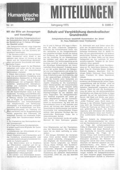 Beitragsbild Mitteilungen Nr. 61 (Heft 1/1973)