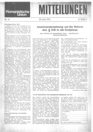 Mitteilungen Nr. 62 (Heft 2/1973)
