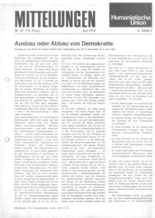 Mitteilungen Nr. 67 (Heft 2/1974)