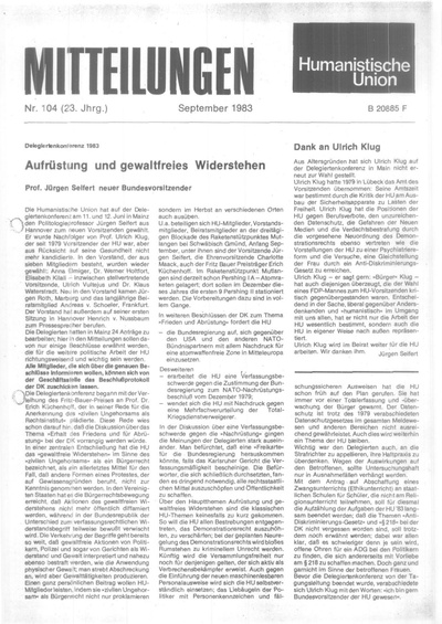 Beitragsbild Mitteilungen Nr. 104 (Heft 3/1983)