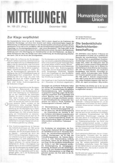 Beitragsbild Mitteilungen Nr. 105 (Heft 4/1983)