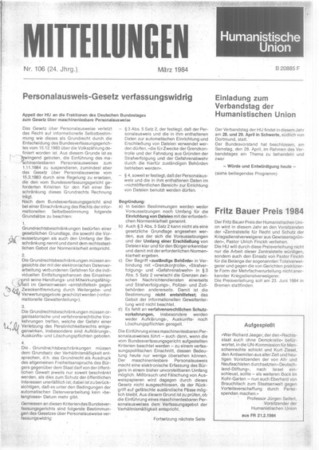 Mitteilungen Nr. 106 (Heft 1/1984)