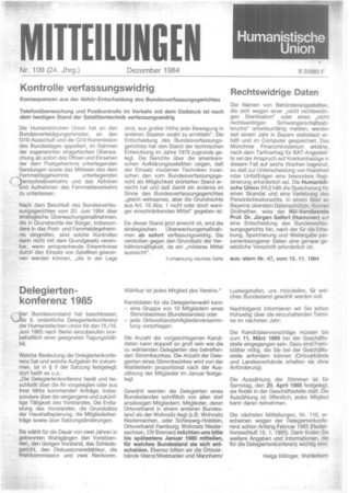 Mitteilungen Nr. 109 (Heft 4/1984)