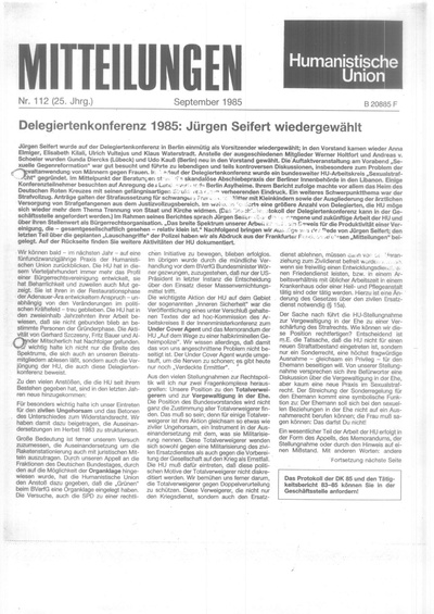 Beitragsbild Mitteilungen Nr. 112 (Heft 3/1985)