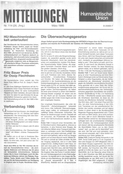 Beitragsbild Mitteilungen Nr. 114 (Heft 1/1986)