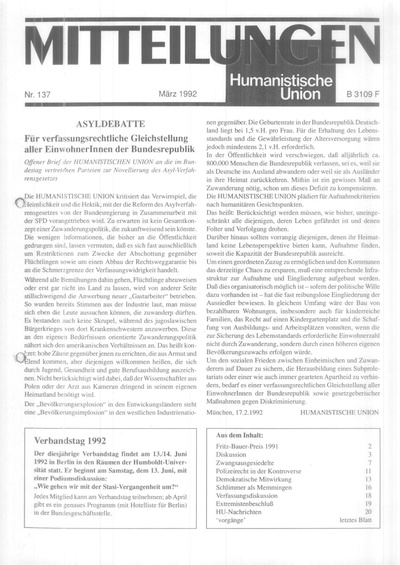 Beitragsbild Mitteilungen Nr. 137 (Heft 1/1992)