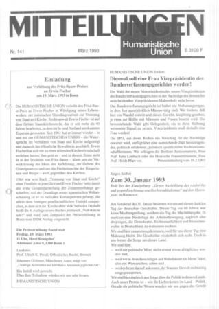 Mitteilungen Nr. 141 (Heft 1/1993)