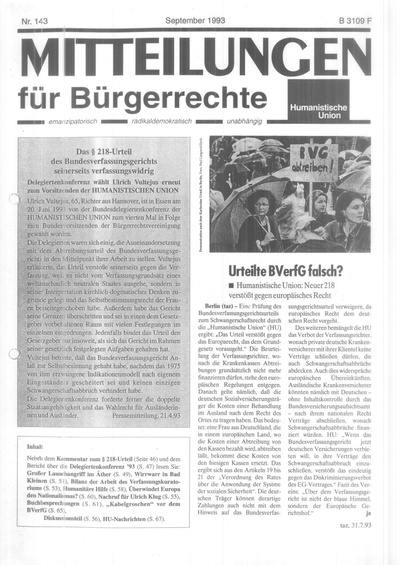 Beitragsbild Mitteilungen Nr. 143 (Heft 3/1993)