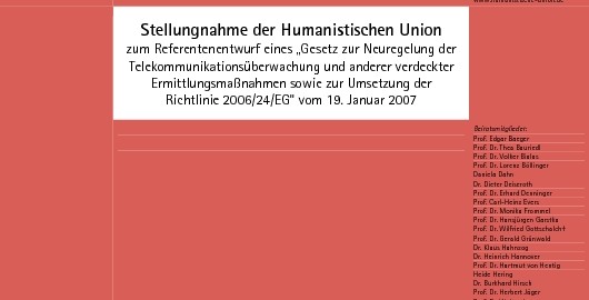 Beitragsbild Stellungnahme der Humanistischen Union zum Referentenentwurf für das deutsche Umsetzungsgesetz der Vorratsdatenspeicherung