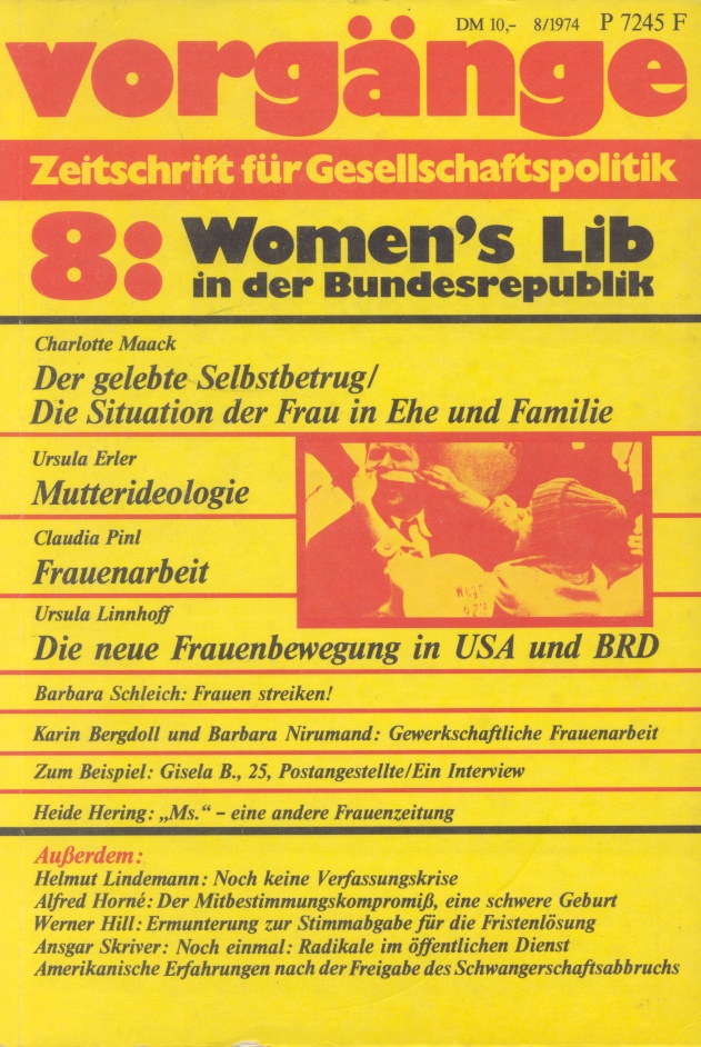 Beitragsbild vorgänge Nr. 8 (Heft 2/1974) Women's Lib in der Bundesrepublik