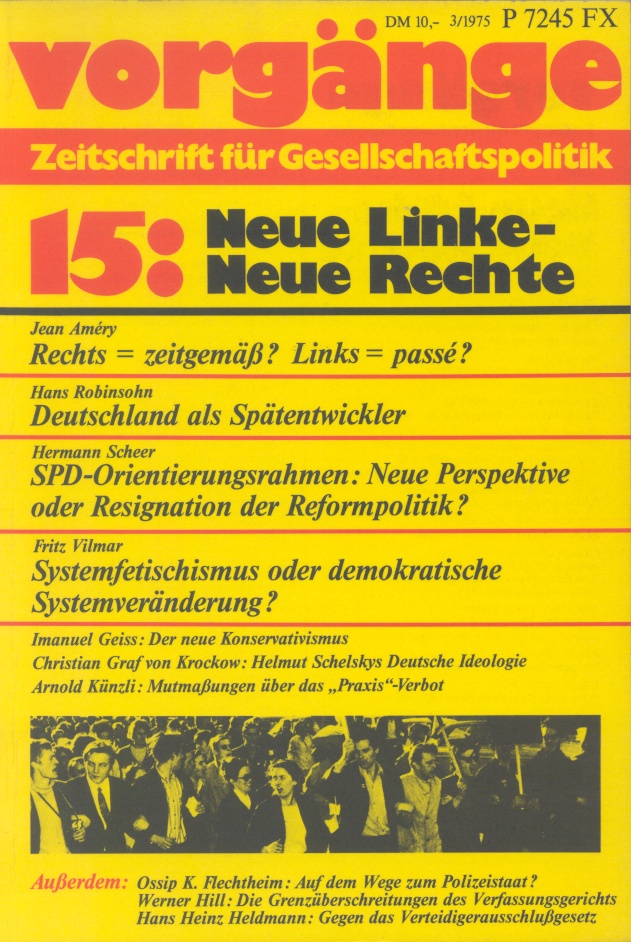Beitragsbild vorgänge Nr. 15 (Heft 3/1975) Neue Linke - Neue Rechte