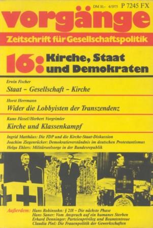 vorgänge Nr. 16 (Heft 4/1975) Kirche, Staat und Demokraten