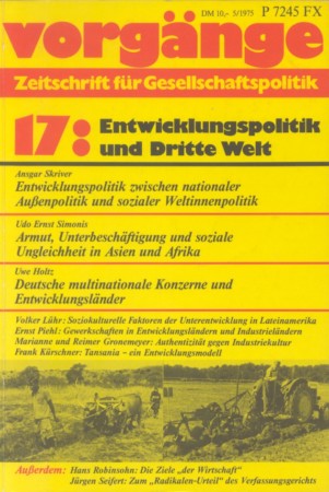vorgänge Nr. 17 (Heft 5/1975) Entwicklungspolitik und Dritte Welt