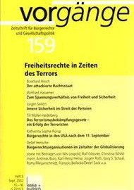 Beitragsbild vorgänge Nr. 159 (Heft 3/2002) Freiheitsrechte in Zeiten des Terrors