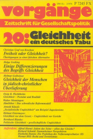 vorgänge Nr. 20 (Heft 2/1976) Gleichheit ein deutsches Tabu